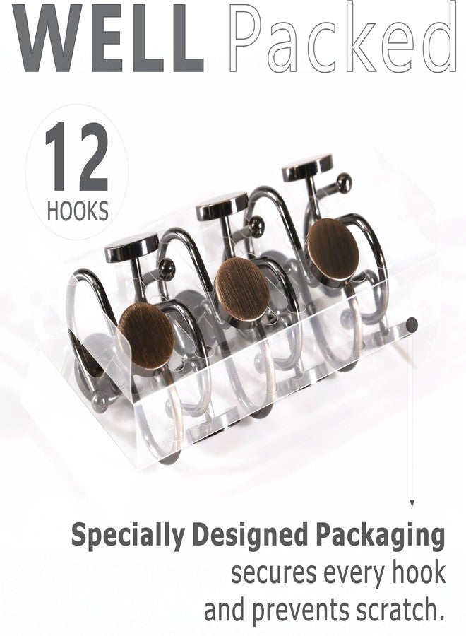Popkozzi Bronze Shower Curtain Hooks Rings: 12 Pcs Round Button Design Rustproof Heavy Metal Shower Curtain Rings for Bathroom - Modern Simple Decorative Shower Curtain Hangers for Shower Rod - Set of 12 - Image 4