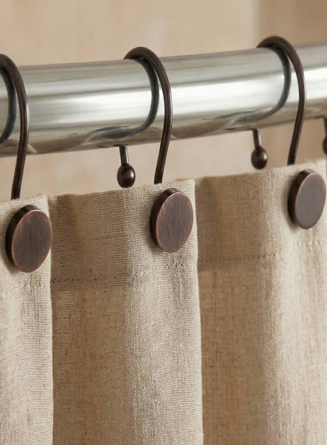 Popkozzi Bronze Shower Curtain Hooks Rings: 12 Pcs Round Button Design Rustproof Heavy Metal Shower Curtain Rings for Bathroom - Modern Simple Decorative Shower Curtain Hangers for Shower Rod - Set of 12 - Image 2
