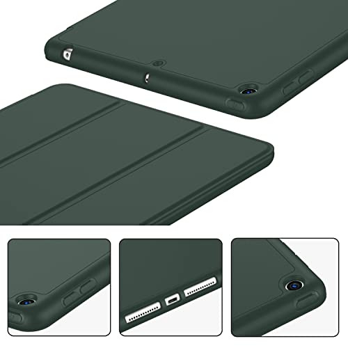 iMieet iPad 9th Generation Case 2021/iPad 8th Generation Case 2020 10.2 Inch with Pencil Holder, iPad 7th Gen 2019 Case with Soft Baby Skin Silicone Back, Auto Wake/Sleep Cover(Dark Green) - Image 3
