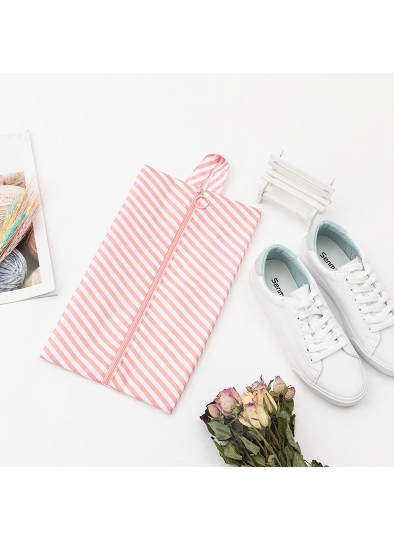 1 x 5 pcs New Travel Shoe Storage Bag Portable Foldable Waterproof Powder stripe