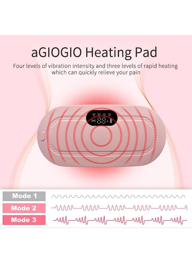 Wireless heating pad for abdomen and back – portable heating belt with 3 heat levels and 4 massage modes – pink - Image 2