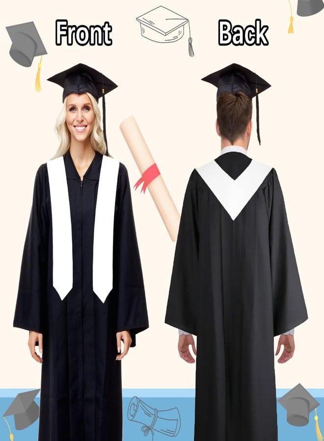 KQNBI White Graduation Stole 70" Plain Graduation Sash Unisex Adults Graduation Stole Class of 2025 Stole for Graduation Plain Graduation Stoles Stole Graduation Sashes and Stoles Graduations Scarf - Image 2