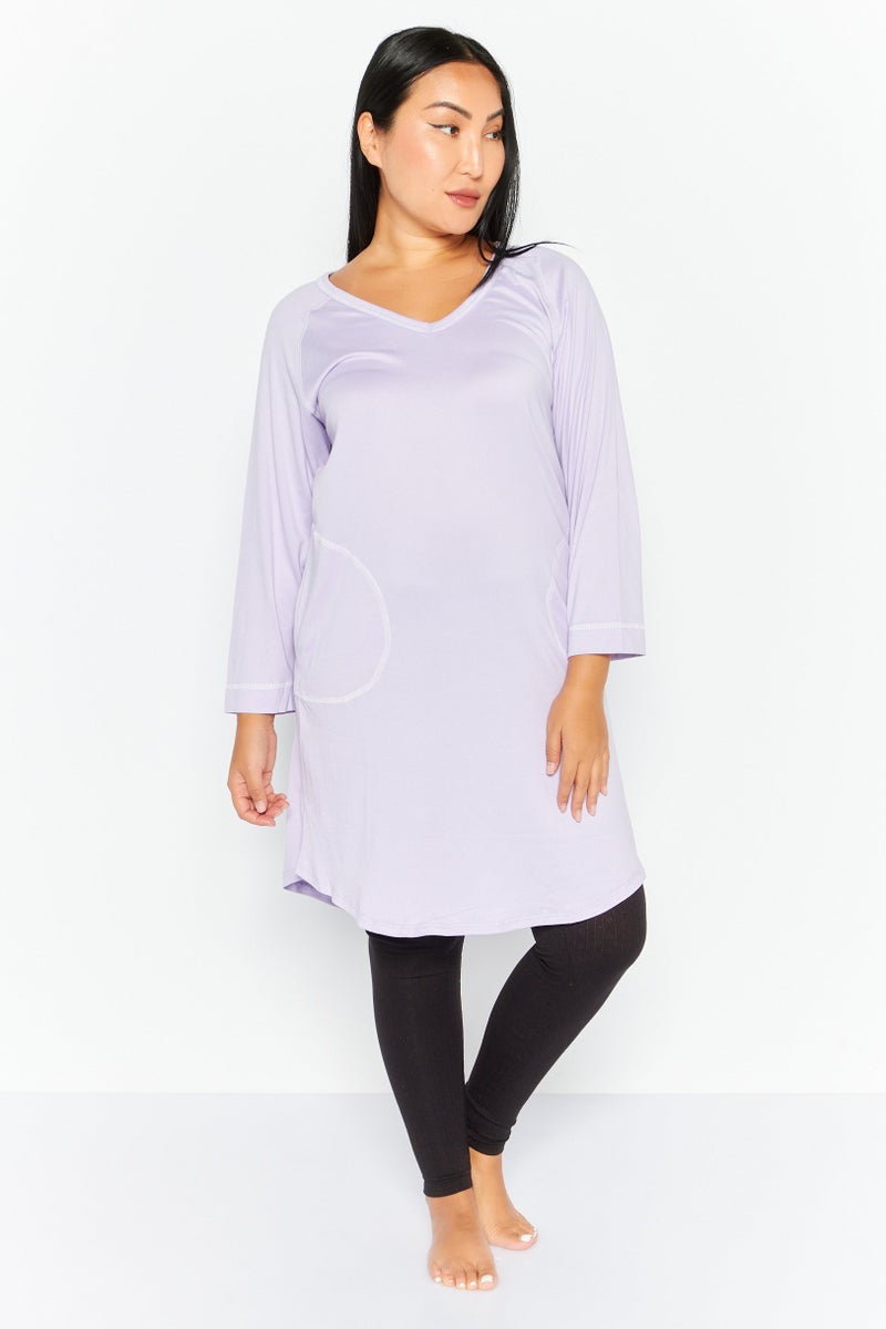 PJ Couture Women Textured Sleepwear Top, Lilac - Image 2