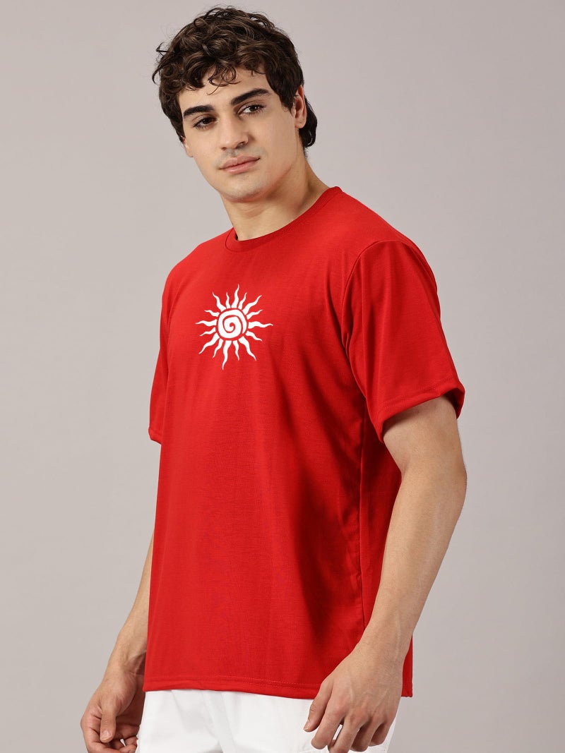 RodZen Oversized | Loose Fit | Half Sleeves Cotton Blend Round Neck Back Printed T-Shirt for Men (Red, 2XL) - Image 3