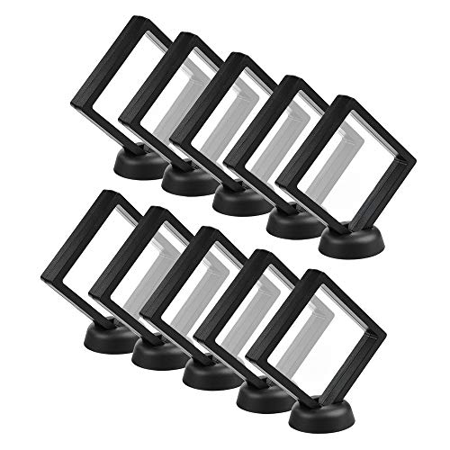 CrazyStorey Set of 10 Pcs Black Diamond Shape Display 3D Floating Frame Display Holder Stands ，Medallions, Jewelry，Challenge Coin，2.75 x 2.75 x 0.75 inches - Image 1