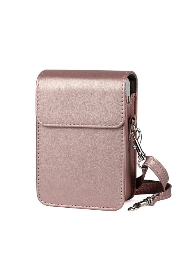 Generic Suitable For Fuji Polaroid Mini Liplay Vintage Brushed Camera Bag Artistic Fresh Protective Case PU Storage-Color:Blush Gold (solid Color)  - Image 1