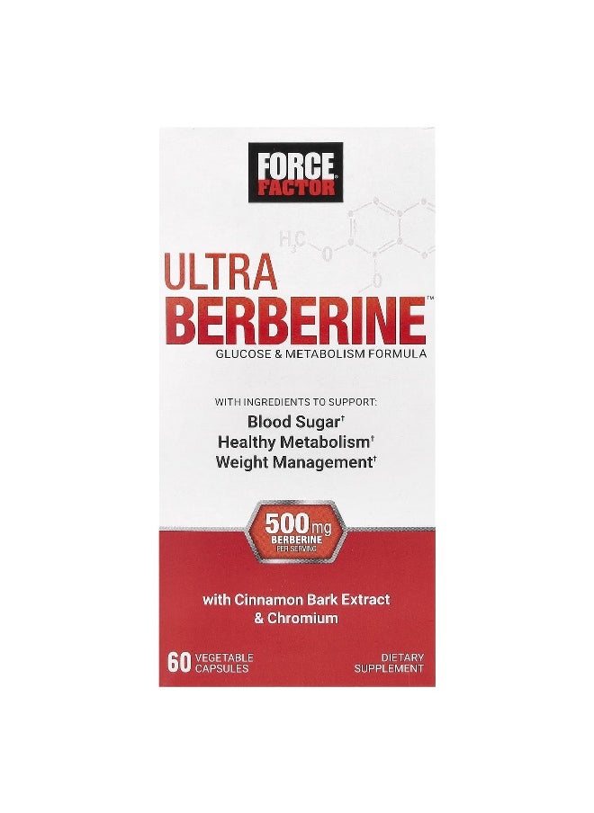 Force Factor Force Factor, Ultra Berberine, Glucose & Metabolism Formula, 500 mg, 60 Vegetable Capsules (250 mg Per Capsule)  - Image 1