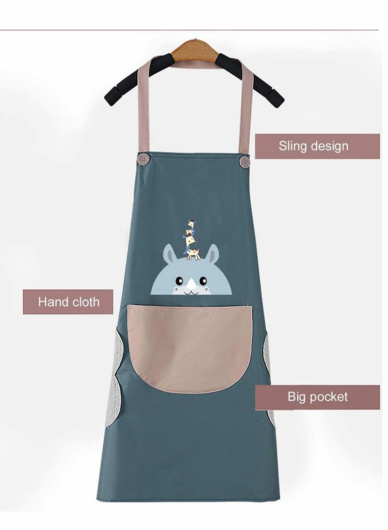 Cute Ladies Aprons, Cute Deer Aprons With Pockets and Hand Towels, Waterproof and Oil-proof Kitchen Aprons, Applicable for Home Kitchen, BBQ, Cofe, Hotel, Floral Shop (Set of 2 PCS) - Image 3