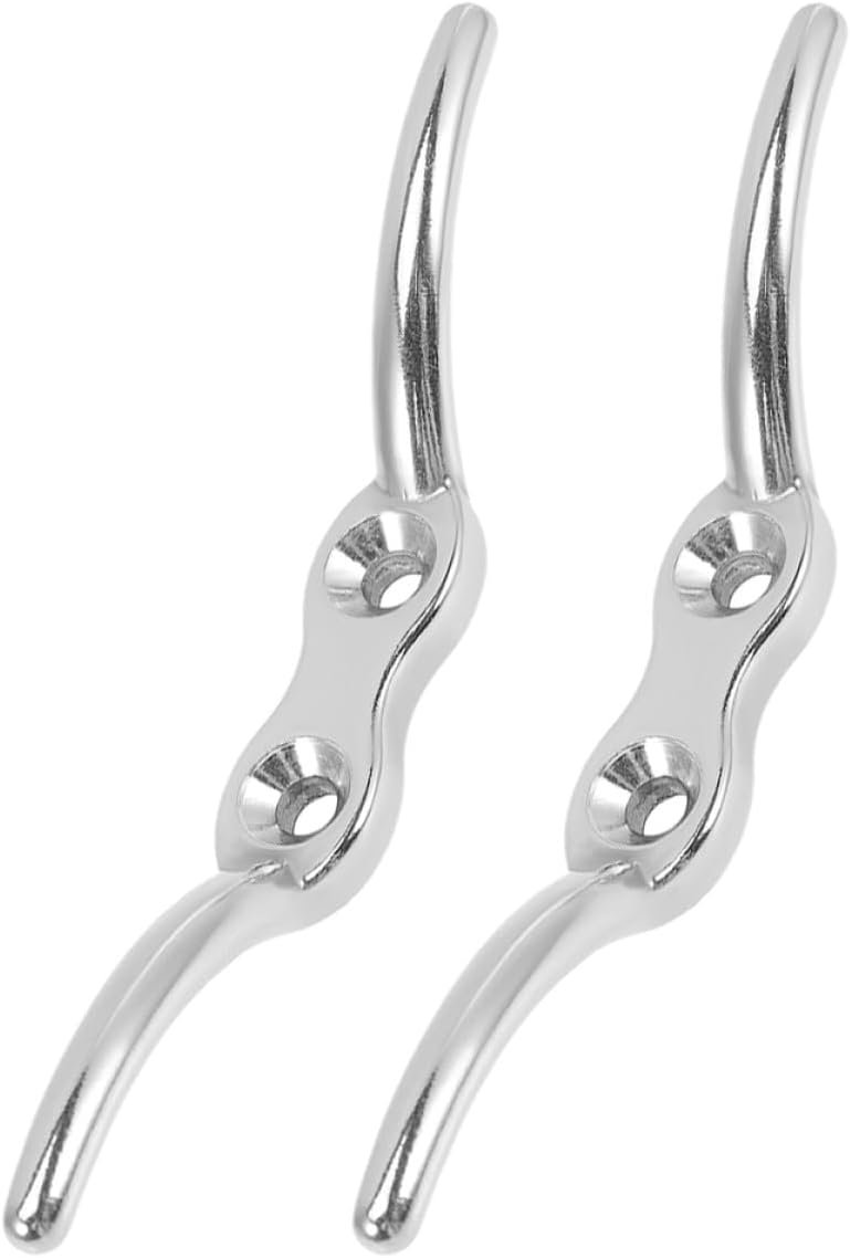 SHERCHPRY Stainless Steel Flagpole Cleat Hook 4-inch Flag Pole Mounting Base 2pcs for Yacht and Marine Use Sturdy Outdoor Flagpole Accessories - Image 1