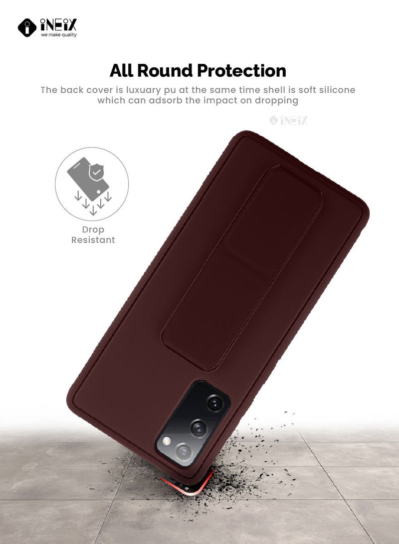 INEIX حافظة حامل يد مغناطيسية 3 في 1 لهاتف Samsung Galaxy S20 FE 4G/5G بني - Image 5