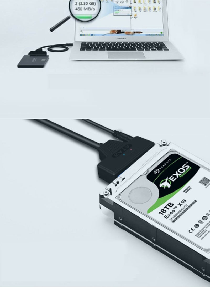 كابل محول SATA إلى USB 3.0/Type-C، معدلات نقل عالية السرعة تصل إلى 6 جيجابت في الثانية، متوافق مع محركات الأقراص الصلبة الخارجية/SSD/الثابتة مقاس 2.5 بوصة، كابل SATA III 22 سنًا (USB وUSB Type-C) - Image 5