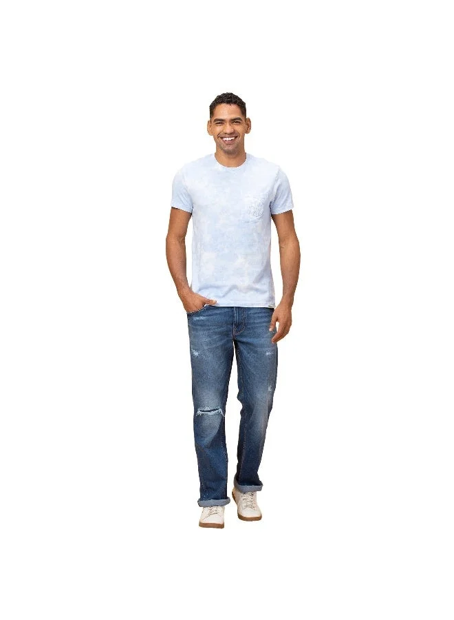 بيينغ هيومان Mens Chalk Blue Round Neck Short Sleeve T-Shirt