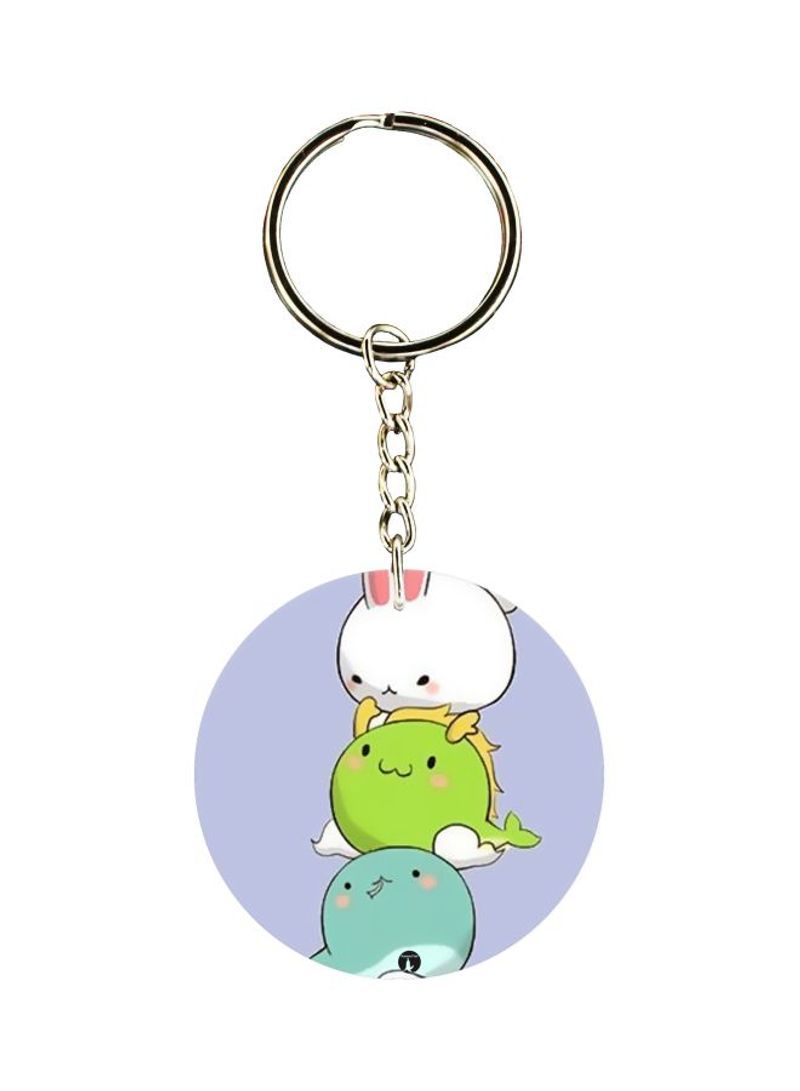 Cartoon Printed Dual Sided Keychain