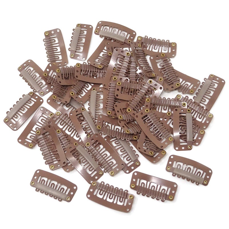 HONBAY Honbay 50PCS 6Teeth UShape Snap Clips for Hair Extensions  33cm13inch Light Brown