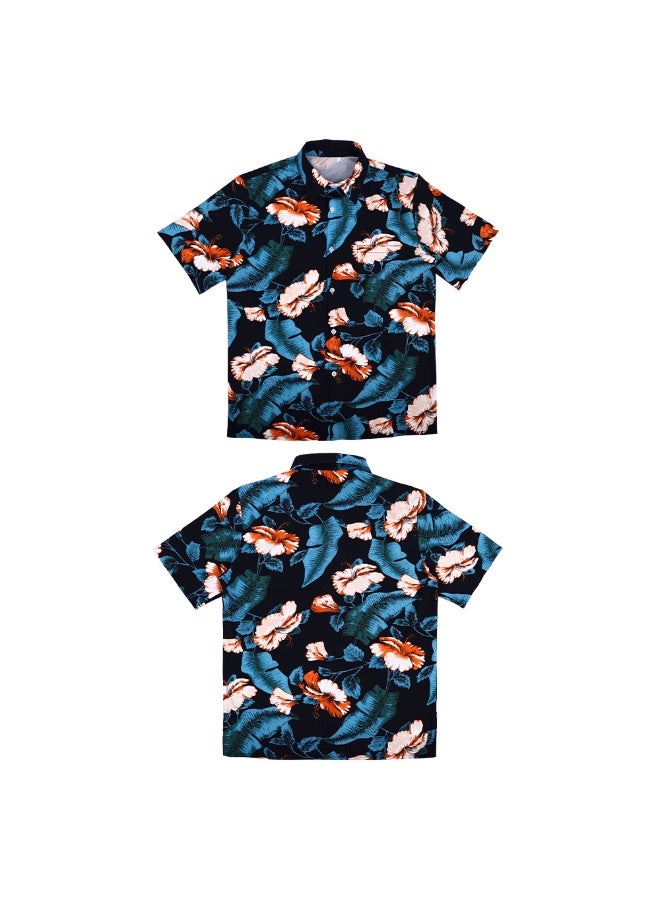 NIBEMINENT Four-sided bouncy koi shirt jacket, summer stage performance costume for both men and women, flower shirt neon - Image 1