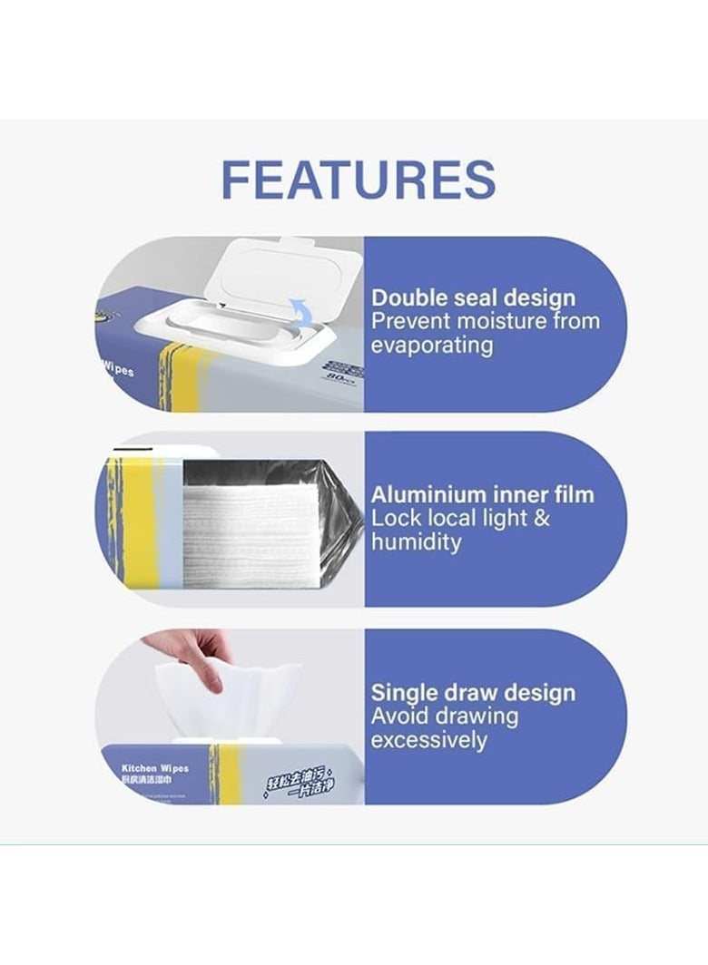 80 قطعة مناديل تنظيف المطبخ، مناديل مطبخ متعددة الأغراض للأوعية المضادة للبكتيريا الصديقة للبيئة، وطاولة المطبخ، والبلاط السيراميك، والمصارف مناديل تنظيف - Image 3