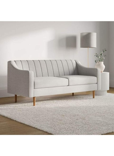 Swedish Wood and Linen 2-Seater Sofa- Grey