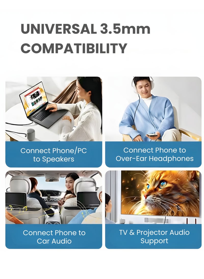 مينديبوريت كابل أوكس مايند بيور Mindpure بطول 1 متر، كابل صوت جاك 3.5 ملم ذكر إلى ذكر للسيارة والسماعات والجوال باللون الأسود، سلك أوكس، وصلة صوت، استريو، ملحقات سيارات، جوال، متين، عالي الجودة - Image 5