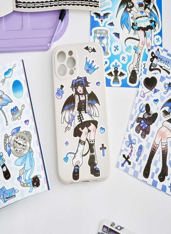 DEOXY Pack of 4 Book,80 Sheets Angels Sweetheart 3D Envelope Seal Sticker Paper Home-Made Character ins Girl Heart Sweet Cool Wind goo Card Hand Account Material Sticker-Self-Adhesive - Image 3