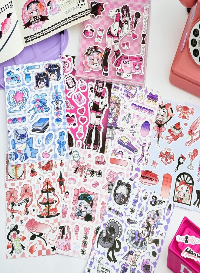 DEOXY Pack of 4 Book,80 Sheets Angels Sweetheart 3D Envelope Seal Sticker Paper Home-Made Character ins Girl Heart Sweet Cool Wind goo Card Hand Account Material Sticker-Self-Adhesive - Image 4