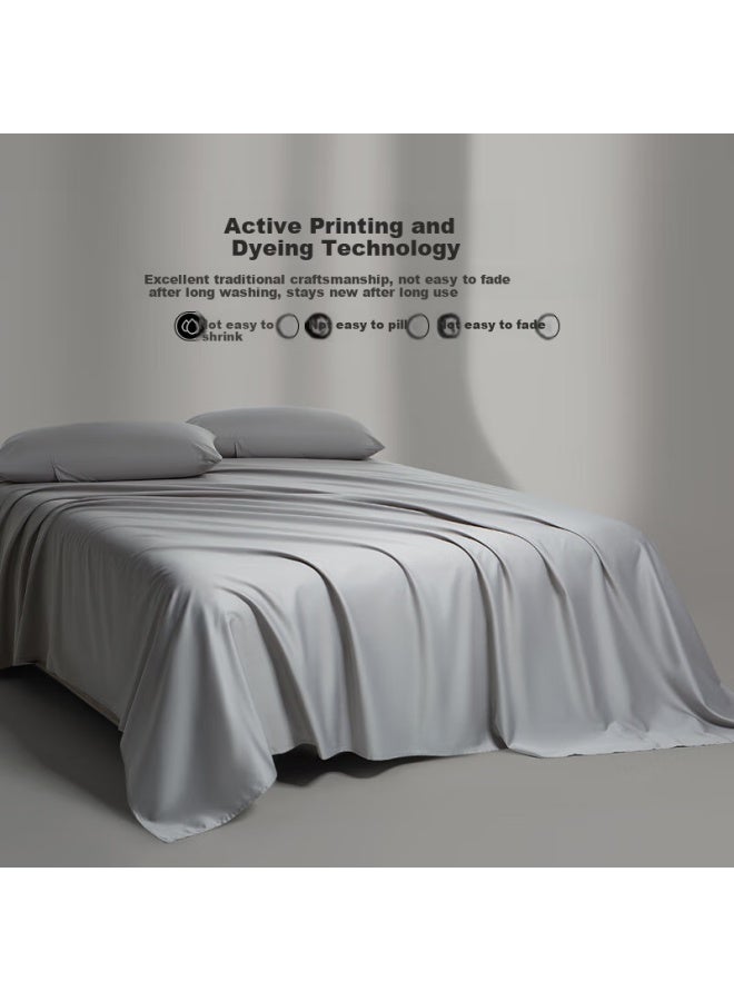 La Torretta Single Bed Sheet, 100-count Long-staple Cotton, Solid Color, Pure Cotton, Hotel Bedding Sheet, Light Gray, 245*270cm - Image 2