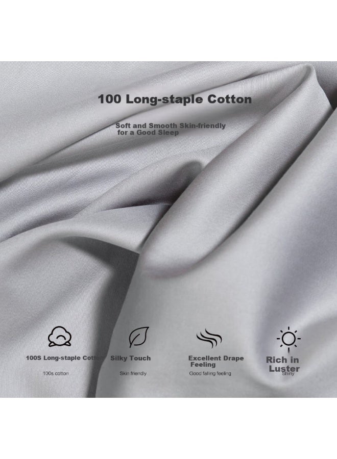 La Torretta Single Bed Sheet, 100-count Long-staple Cotton, Solid Color, Pure Cotton, Hotel Bedding Sheet, Light Gray, 245*270cm - Image 1