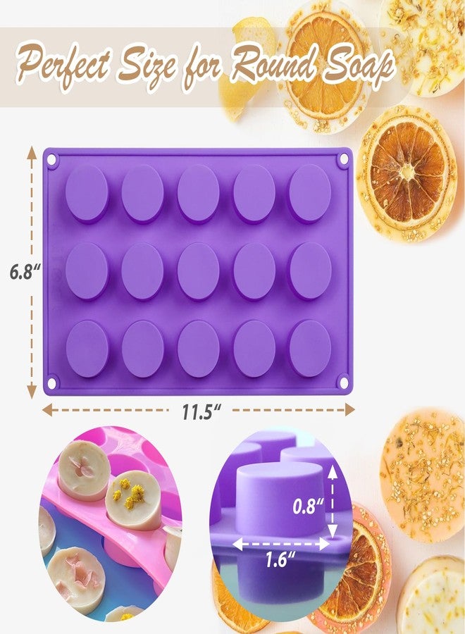 HKNMTT Soap Molds Silicone Round Cylinder 3 Packs 15 Cavities for Snacks Chocolate Candy Cookie Small Wax Melts Lotion Bars, Baking Circle Non-stick Tray Round Mold BPA Free Food Grade Homemade DIY - Image 4