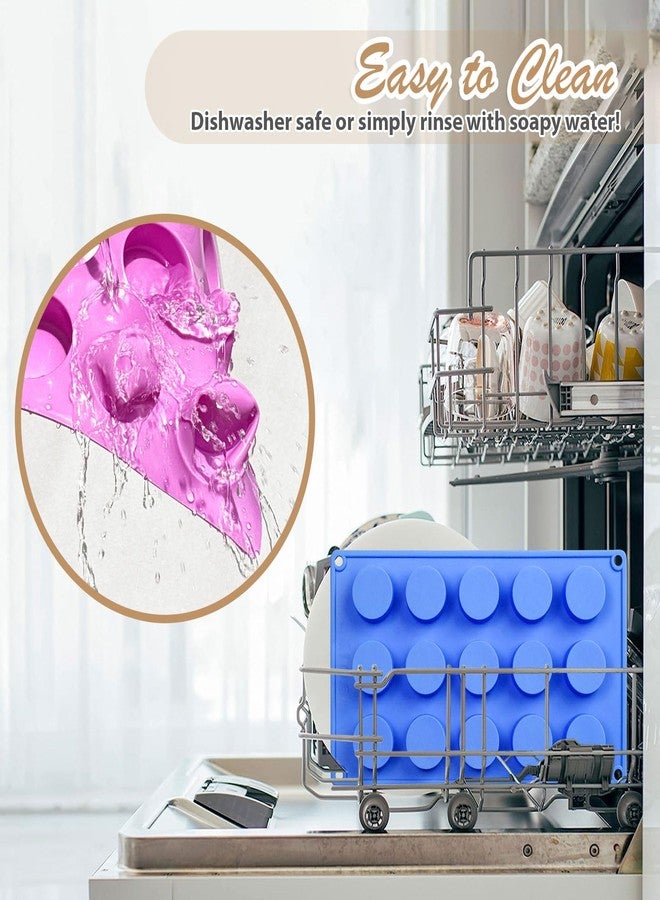 HKNMTT Soap Molds Silicone Round Cylinder 3 Packs 15 Cavities for Snacks Chocolate Candy Cookie Small Wax Melts Lotion Bars, Baking Circle Non-stick Tray Round Mold BPA Free Food Grade Homemade DIY - Image 5