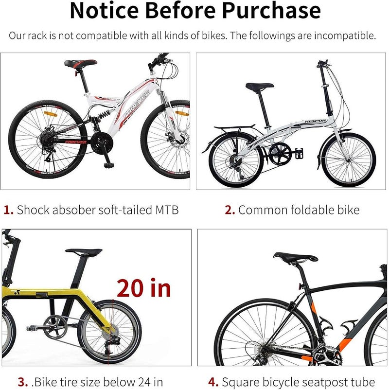West Biking 110Lb Capacity Almost Universal Adjustable Bike Cargo Rack Cycling Equipment Stand Footstock Bicycle Luggage Carrier Racks with Reflective Logo - Image 5