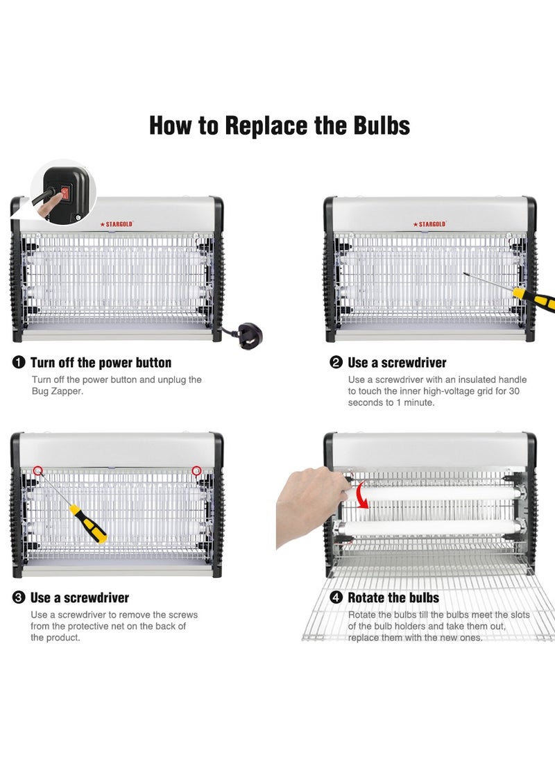 ستارجولد قاتل الحشرات الكهربائية، مصباح مصيدة البعوض، قاتل الحشرات الفعال، 38 وات - Image 4