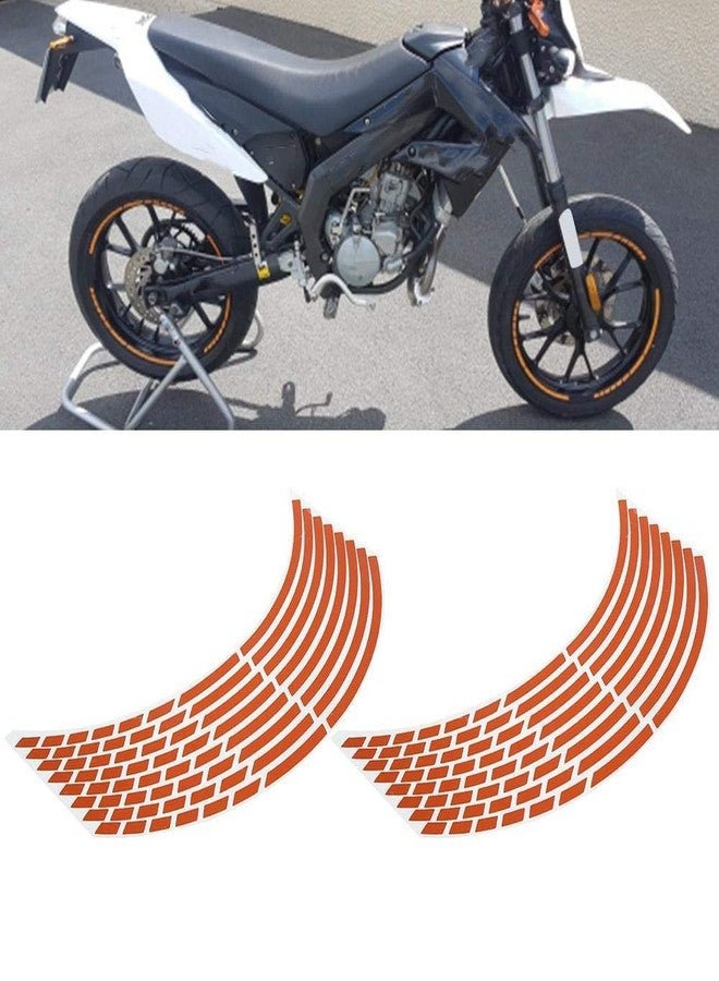 Allure Auto ملصق شريط عاكس لحافة عجلة الدراجة النارية والسيارة والدراجة الهوائية من Allure Auto® مقاس 16 بوصة، شريط عاكس للضوء، ملصق أمان ليلي، ملصقات عاكسة لحافة العجلة، يمكنك تركيبها بنفسك (برتقالي) لسيارة تاتا تيجور - Image 2
