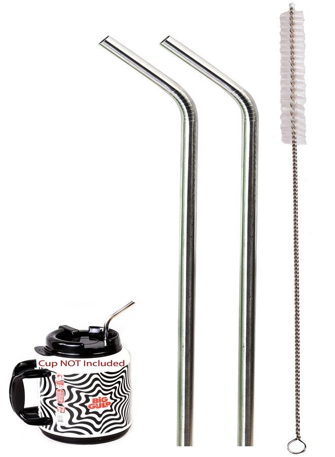 CocoStraw 2 Big Gulp 11.5" JUMBO Stainless Steel Straw for 64 oz LONG Drinking Wide Insulated Whirley Travel Mug 7-11 Truck Stop Cup - Image 1