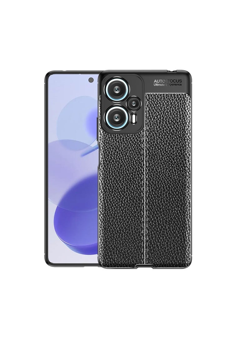 Xiaomi Redmi Note 12 Turbo 5G Carbon Fiber Protective Case Cover with Litchi Pattern, Shockproof TPU, Anti-Slip, Ultra-Thin, Shock Absorption - Black  - Image 2