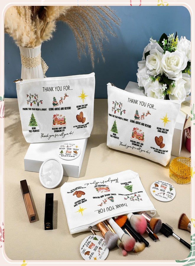 SilTriangle 20 Pcs Christmas Appreciation Gifts Bulk for Women Inspirational Canvas Makeup Bags with Zipper Mini Portable Compact Mirrors Thank You Gifts for Teacher Nurse Team Employee(Employee) - Image 5