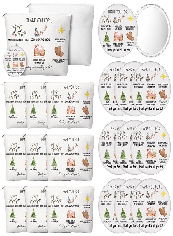 SilTriangle 20 Pcs Christmas Appreciation Gifts Bulk for Women Inspirational Canvas Makeup Bags with Zipper Mini Portable Compact Mirrors Thank You Gifts for Teacher Nurse Team Employee(Employee) - Image 1