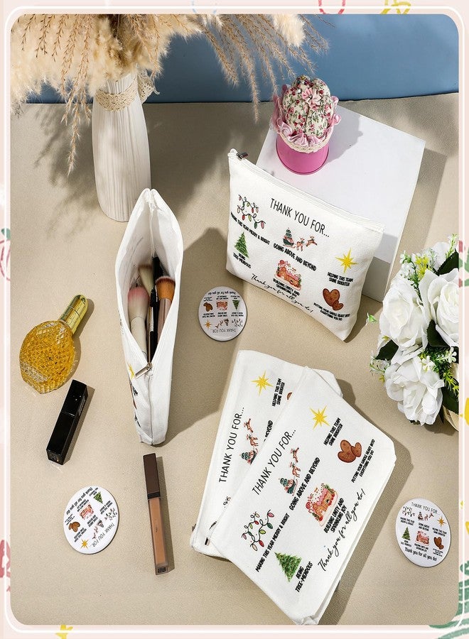 SilTriangle 20 Pcs Christmas Appreciation Gifts Bulk for Women Inspirational Canvas Makeup Bags with Zipper Mini Portable Compact Mirrors Thank You Gifts for Teacher Nurse Team Employee(Employee) - Image 4