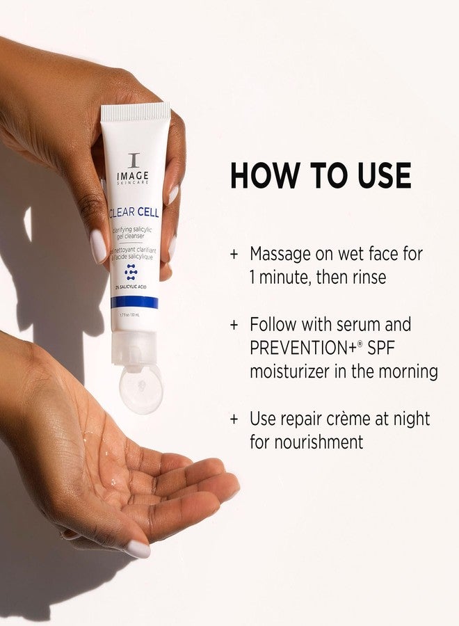 IMAGE SKINCARE IMAGE للعناية بالبشرة، جل منظف CLEAR CELL بحمض الساليسيليك، غسول وجه رغوي لطيف يزيل الزيوت الزائدة واللمعان للبشرة المعرضة للدهون، 1.7 أونصة - Image 5