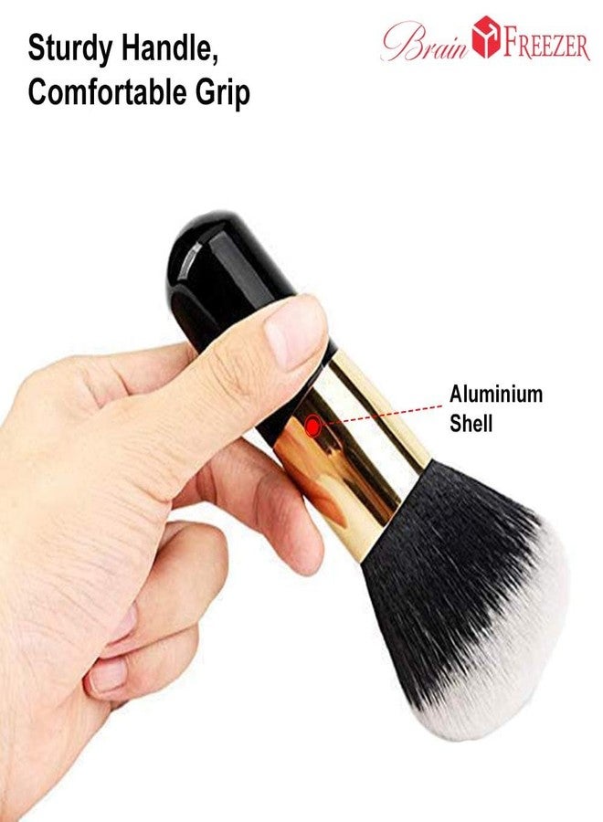 Brain Freezer Makeup Cosmetic Face Powder, Foundation/Blush Brush (Black Gold) - Image 4