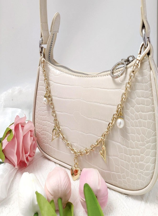 Nalefow Purse Extender Chain Pearl Cherry Purse Chian Strap Replacement Short Chain Straps, Metal Flower Heart Purse Strap Extender - Image 4