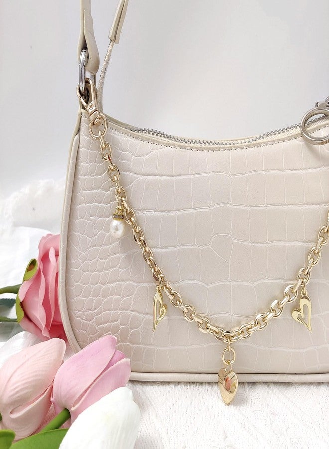 Nalefow Purse Extender Chain Pearl Cherry Purse Chian Strap Replacement Short Chain Straps, Metal Flower Heart Purse Strap Extender - Image 5