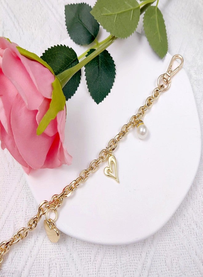 Nalefow Purse Extender Chain Pearl Cherry Purse Chian Strap Replacement Short Chain Straps, Metal Flower Heart Purse Strap Extender - Image 2