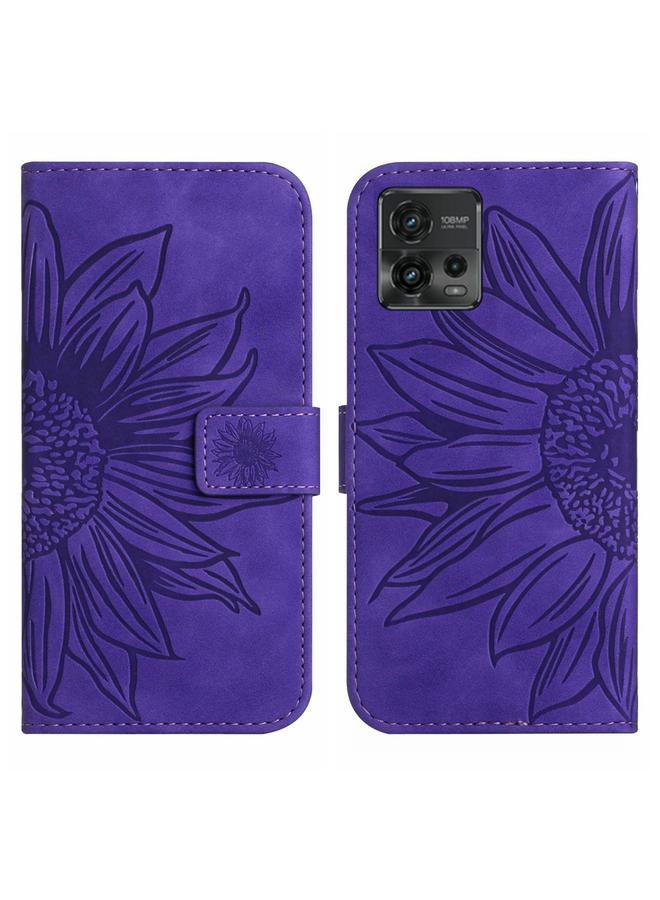 اس-توب جراب لهاتف Motorola Moto G72 5G، جراب هاتف جلدي قلاب بنقشة زهرة الشمس مع حبل تعليق - Image 2