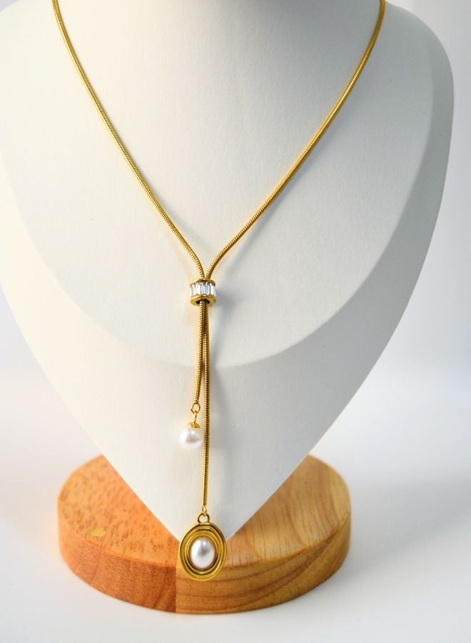 Andaazs Andaazs Women's Aura 18K Gold Plated Necklace with Pearl Drop  - Image 2