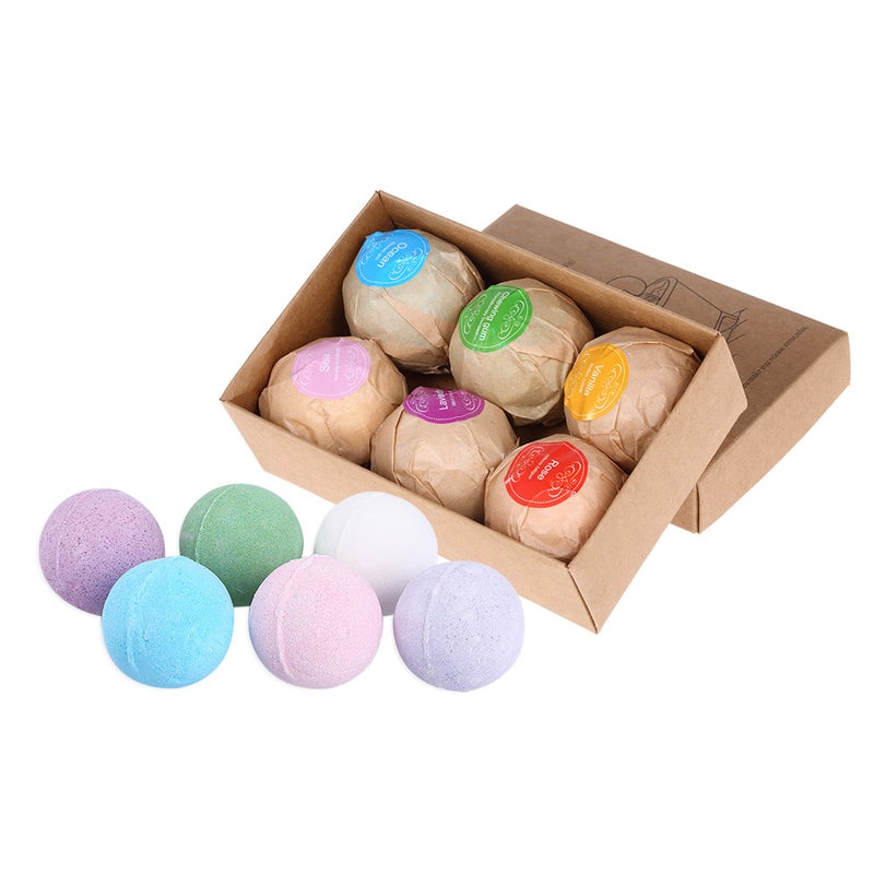 6pcs Organic Bath Bombs Salts Ball Handmade SPA Stress Relief Essential Oil Exfoliating Vanilla Lavender Rose Flavor - Image 1