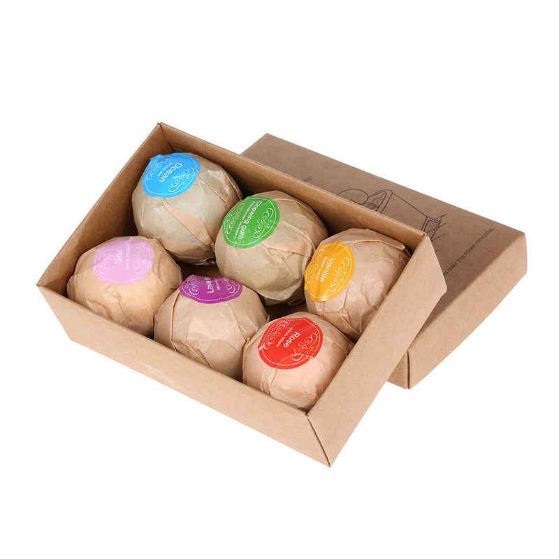 6pcs Organic Bath Bombs Salts Ball Handmade SPA Stress Relief Essential Oil Exfoliating Vanilla Lavender Rose Flavor - Image 3
