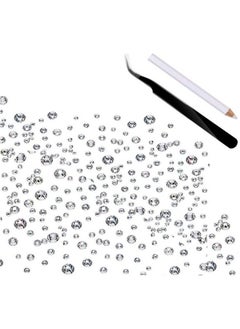 Flat Back Gems Round Crystal Rhinestones (1.56 Mm) Silver Pick Up Tweezer And Rhinestones Picking Pen For Crafts Nail Face Art Clothes Shoes Bags Diy (Clear) (20 Pcs Random Sizes Bright)