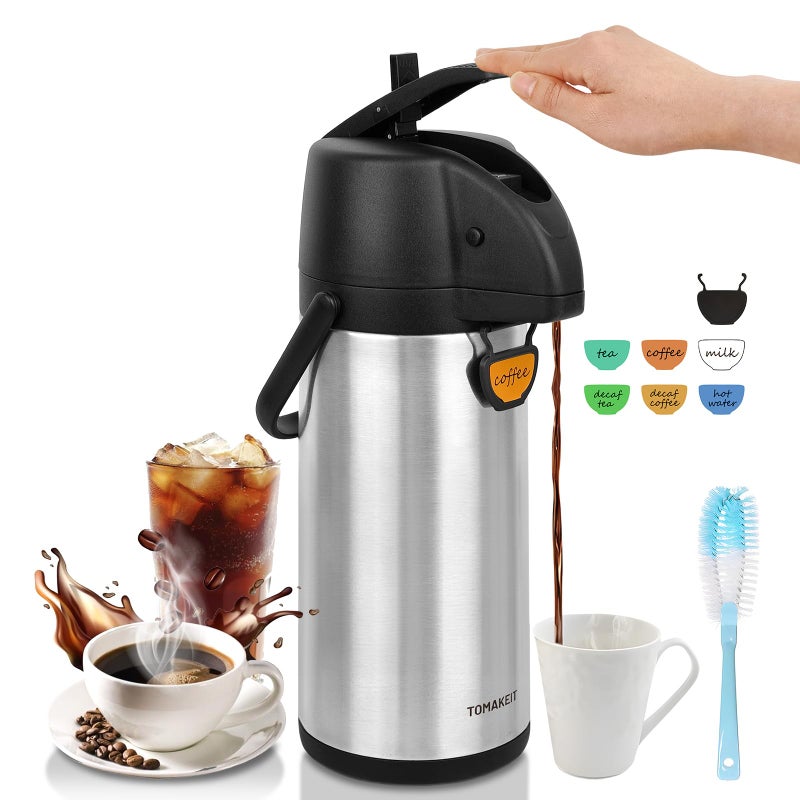  TOMAKEIT TOMAKEIT Airpot Coffee Dispenser Thermal with Pump,3L/102 Oz Insulated Stainless Steel Large Airpot Coffee Carafe Lever Action for Hot/Cold Water,Thermos for Coffee Hot Cocoa for Parties - Image 1