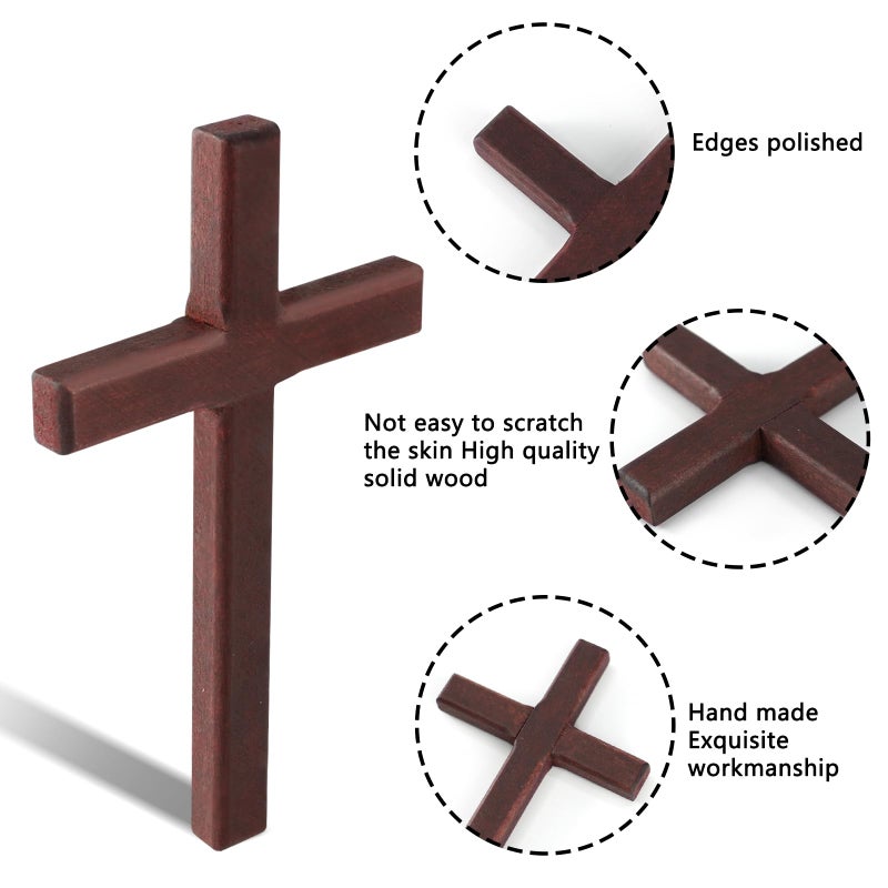 XIPENGKEJI صليب خشبي مسيحي صغير من XIPENGKEJI مع حقيبة مخملية، 4.7 بوصة، للصلاة والديكور هدية مسيحية - Image 3