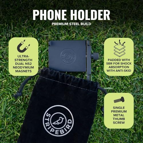 Stripebird - Original Magnetic Golf Cart Phone Holder (Black) - Cell Phone Holder Golf Cart with Neodymium N52 Magnets - Golf Caddy - Golf Cart Phone Mount for iPhone, Samsung & Others - Image 4