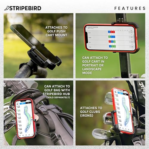 Stripebird - Original Magnetic Golf Cart Phone Holder (Black) - Cell Phone Holder Golf Cart with Neodymium N52 Magnets - Golf Caddy - Golf Cart Phone Mount for iPhone, Samsung & Others - Image 3